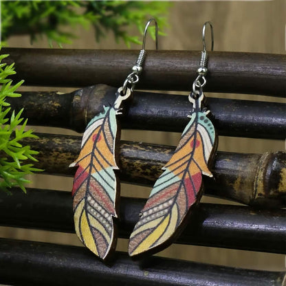 Boho Wood Art - Leaf Earrings