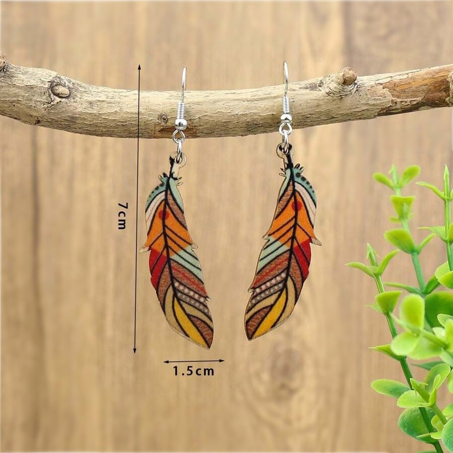 Boho Wood Art - Leaf Earrings