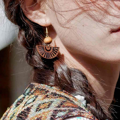 Premium | Small Wood Wheel Earrings