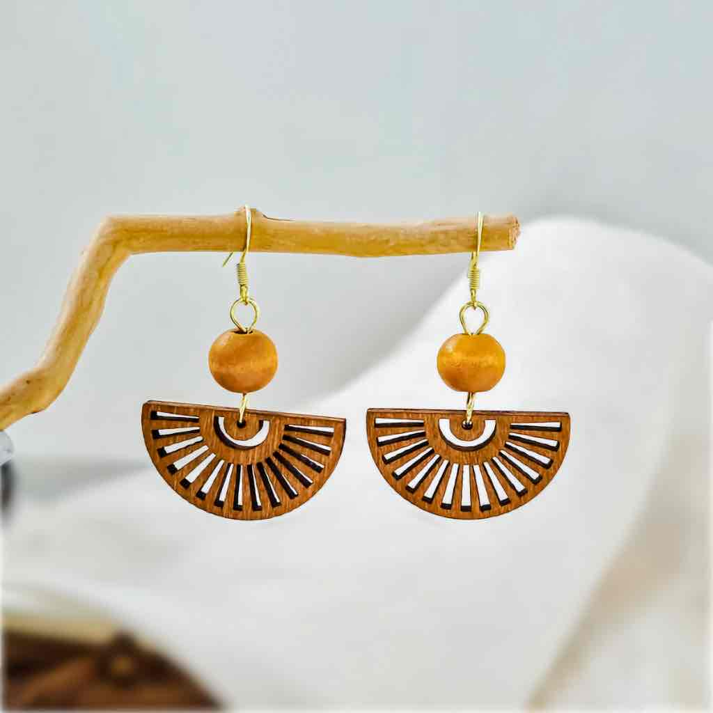 Premium | Small Wood Wheel Earrings