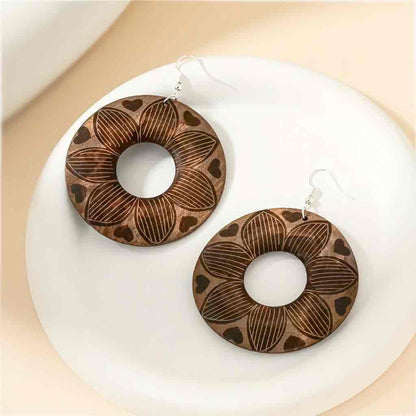 Boho Wood Work | Exagerated Giant Flower Wheel Earrings