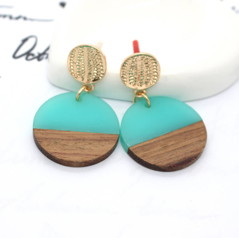 Wood with Resin Art earrings