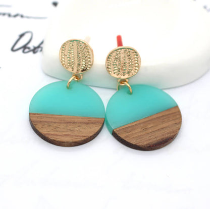 Wood with Resin Art earrings