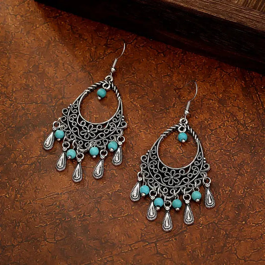 Lustrous Turquoise Beaded Earrings