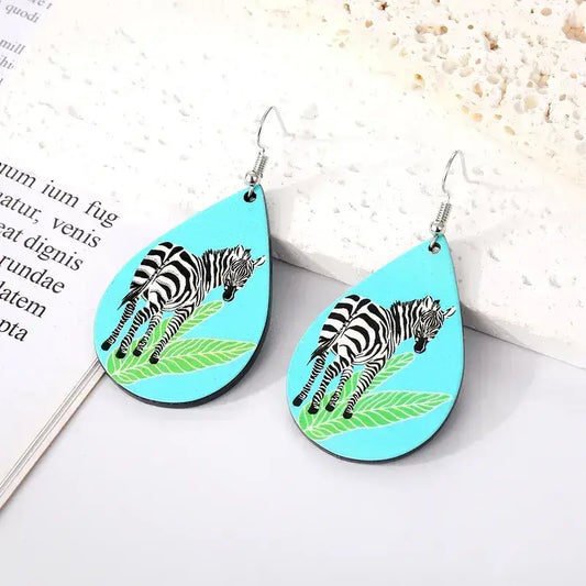 Kids earrings - Zebra painting - Acrylic
