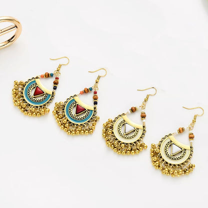 Imitation - Ethnic Earrings - Blue and Red