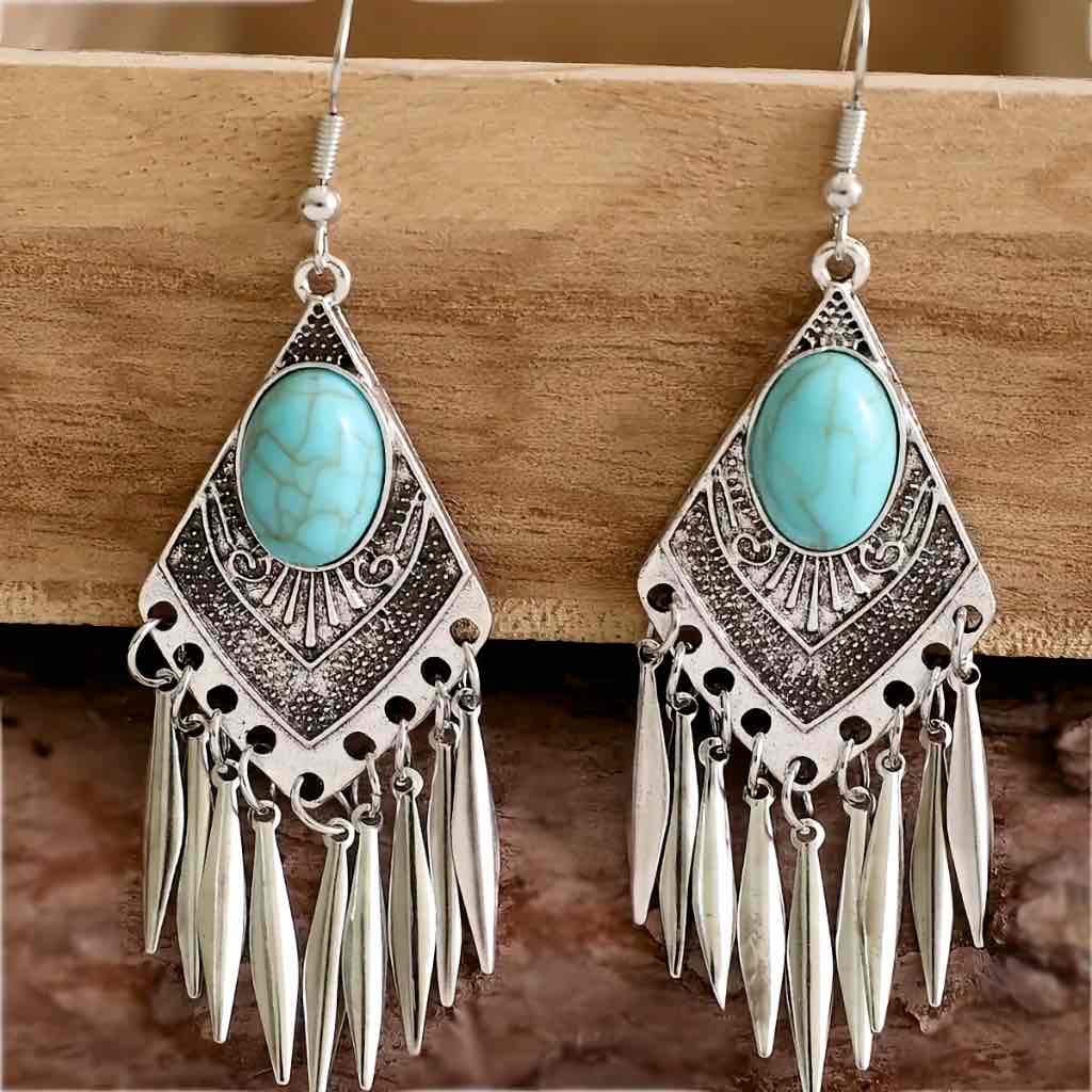 Premium | Native American - Turquoise Drop Earrings