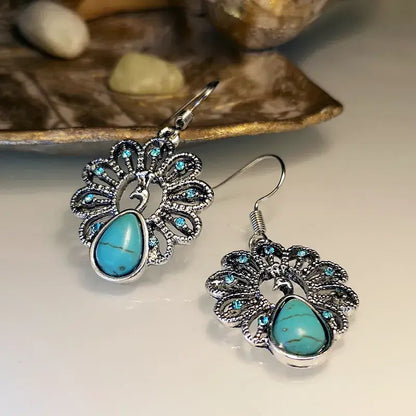Premium Silver Earrings - Peacock Turquoise Earrings