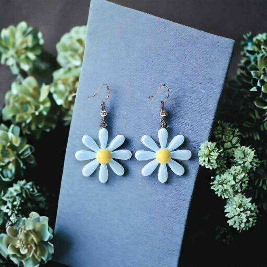 Blue Flower Resin Earrings