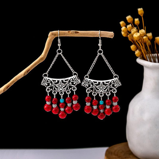 Premium - Ethnic Red Dangler earring