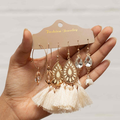 Premium | Vintage Classic Beige Combo Earrings