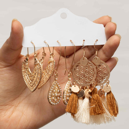 Vintage Drop Beige Combo Earrings