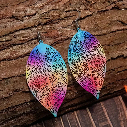 Rainbow Leaf Earrings Korean Design
