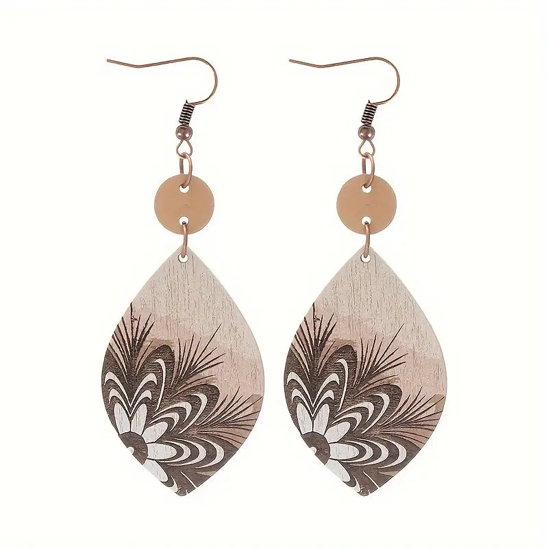 Wood Painting Earrings