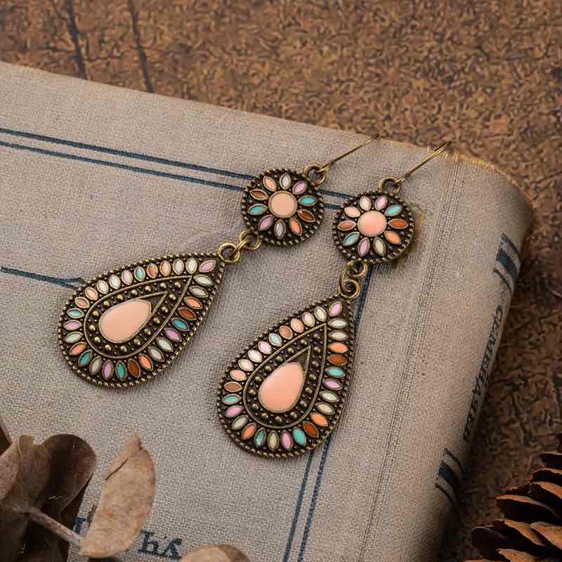 Premium | Peach Oxidised  Drop Earrings