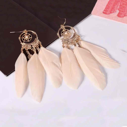 Premium|Dream Catch Boho Beige Feather