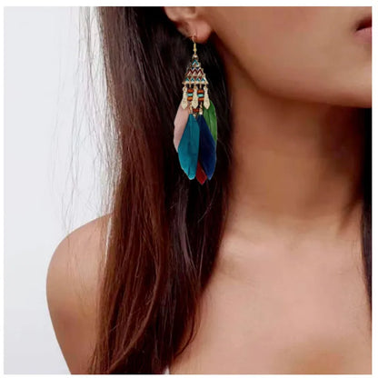 Colorful Earrings-Geometric Earrings-Feather Earrings