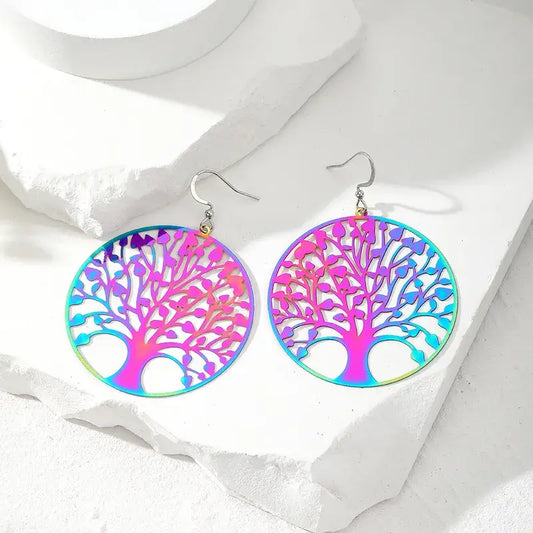 Premium | Holographic Tree of Life Earrings