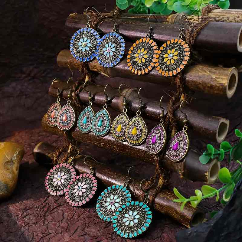 Premium | Ethinc Stone Flower Earrings