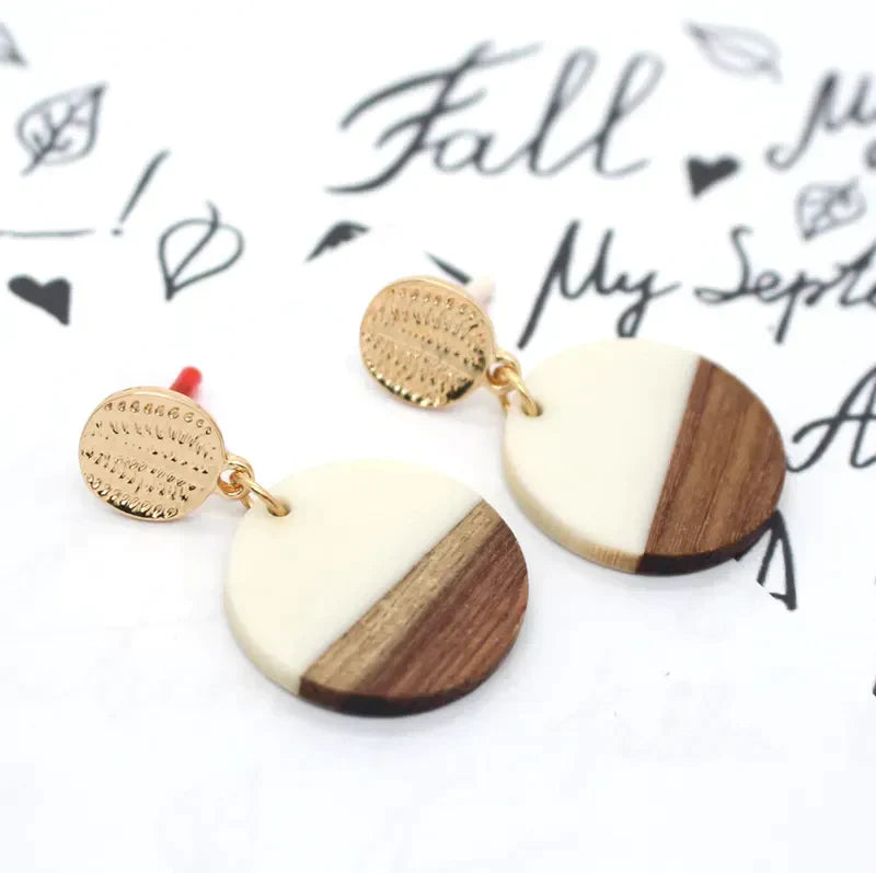 Wood with Resin Art earrings