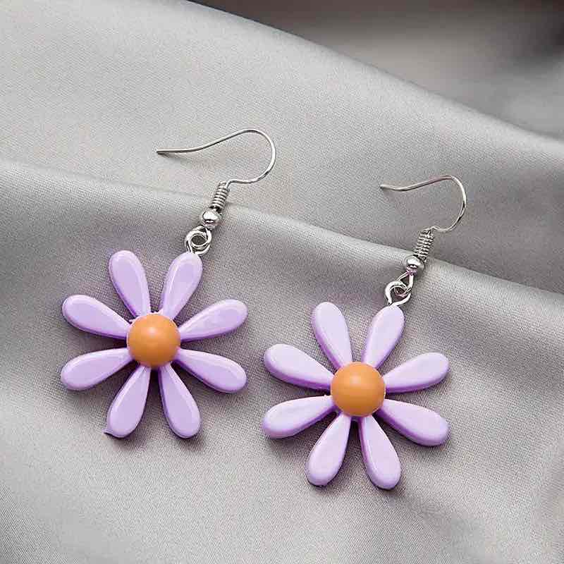 Purple Flower Resin Earrings