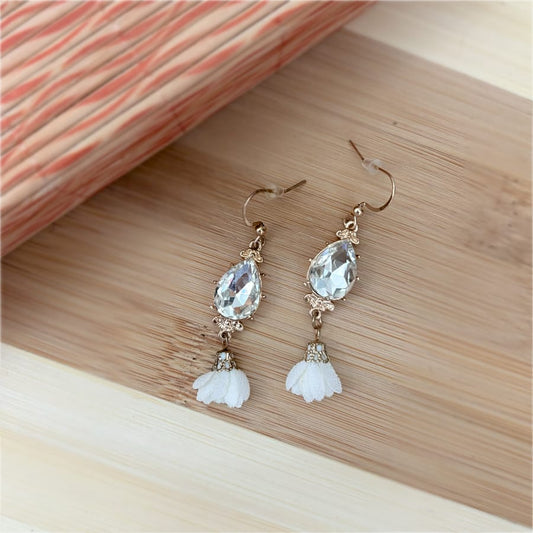 Drop Crystal earring with flower danglers