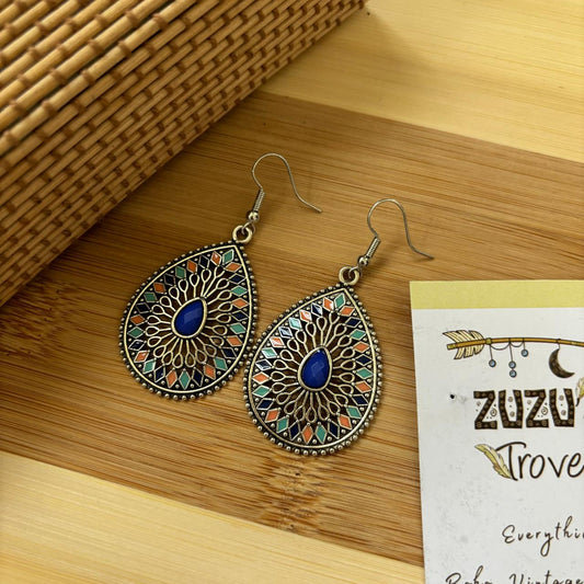 Ethnic Blue Stone Earring