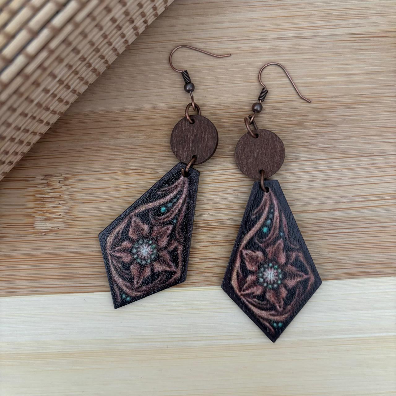 Premium Painted Wood Flower Earring