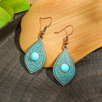 1- Elegant Turquoise Drop Earrings - Oxidised Earrings for Women