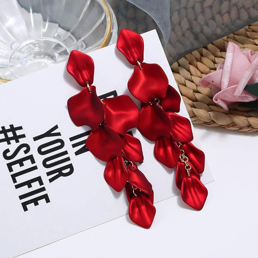Korean Earrings-Red Earrings-Long Earrings
