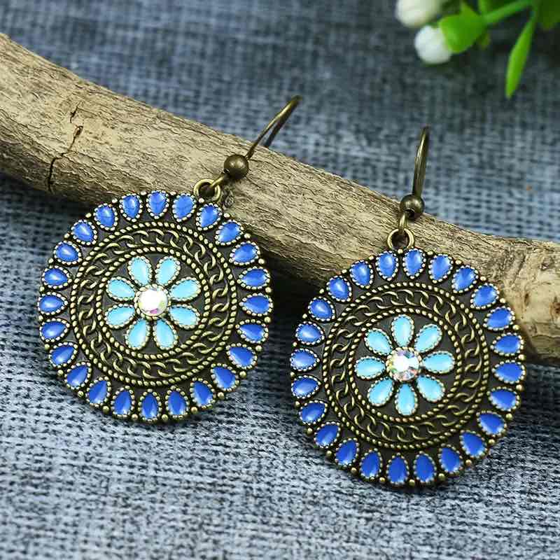 Premium | Ethinc Stone Flower Earrings