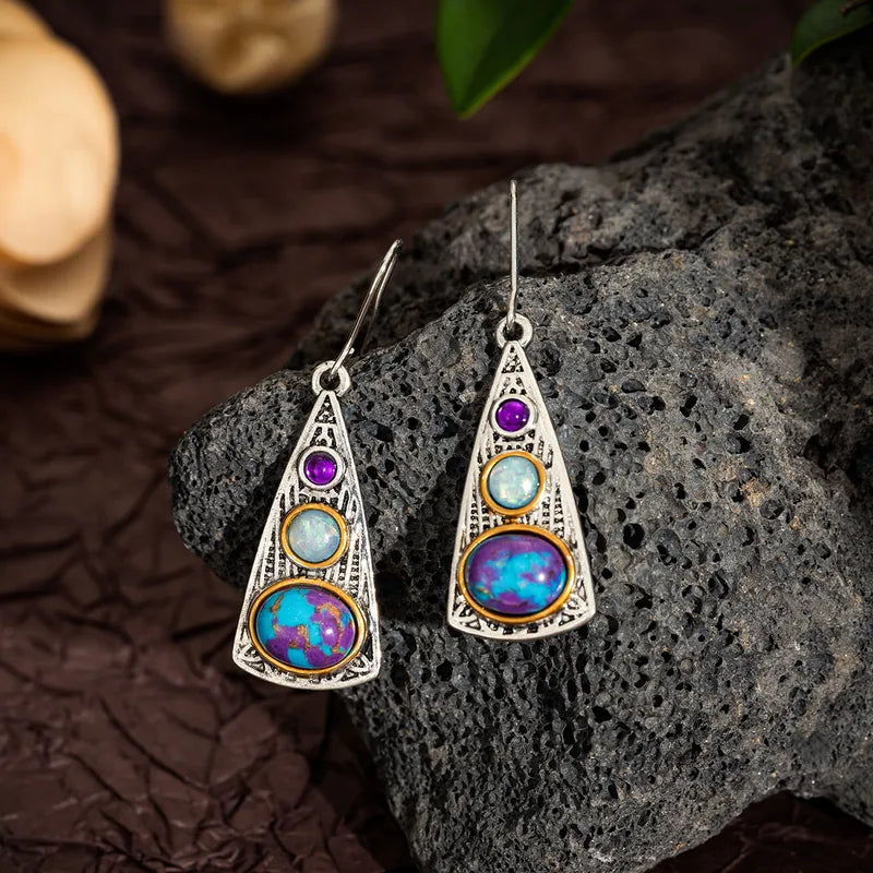 Blue Stone Earrings-Designer Silver Earrings