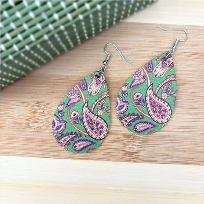 Retro Paisley Faux leather Earring - Style 4