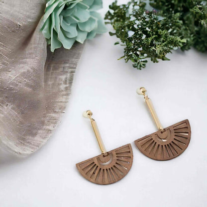 Light Weight - Chic Wood Wheel Earrings