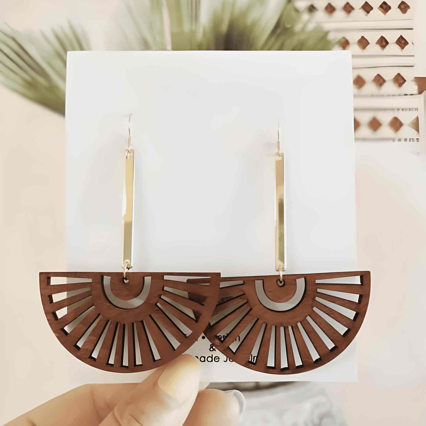 Light Weight - Chic Wood Wheel Earrings