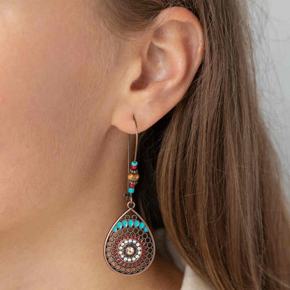 Ethnic Blue - Drop Earrings - Dangle Earring (Round)