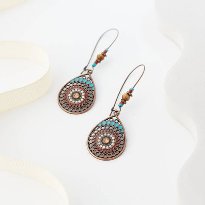 Ethnic Blue - Drop Earrings - Dangle Earring (Round)