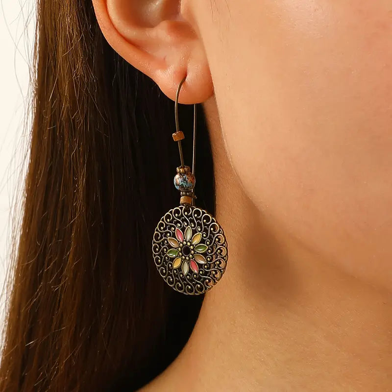 Premium Ethnic Drop Earrings - Flower