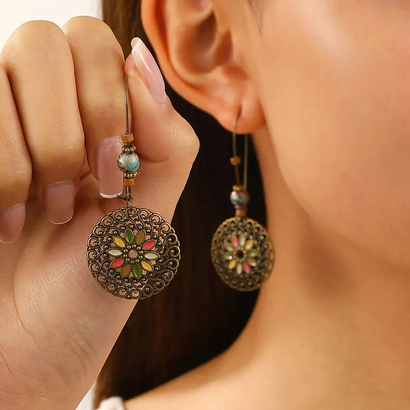 Premium Ethnic Drop Earrings - Flower