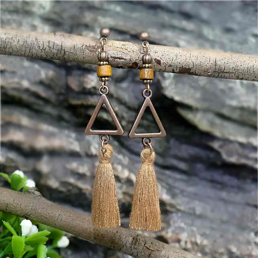 Boho Triangle Tassel Earrings