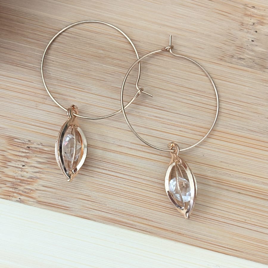 Delicate Gold Hoop earring with quartz