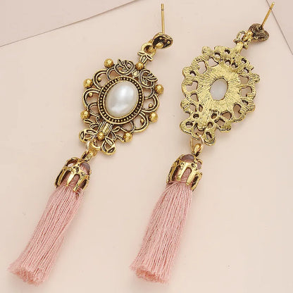 Premium | Ethnic Pearl Dangler Earring - Pink