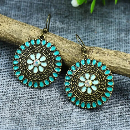 Image of an earring - Aqua Blue and Teal - Flower Earrings by Zuzus Trove