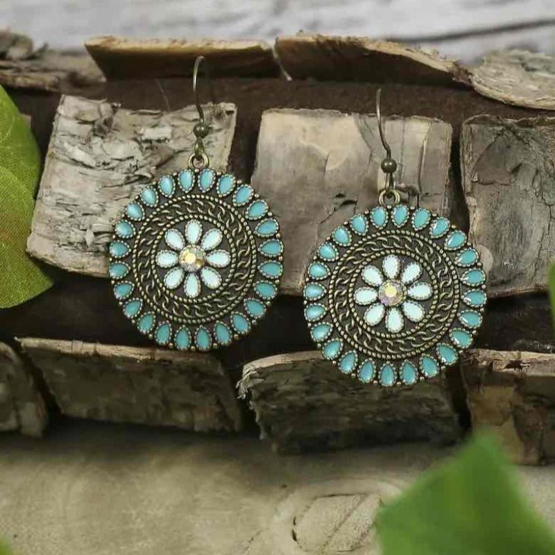 Image of an earring - Aqua Blue and Teal - Flower Earrings by Zuzus Trove