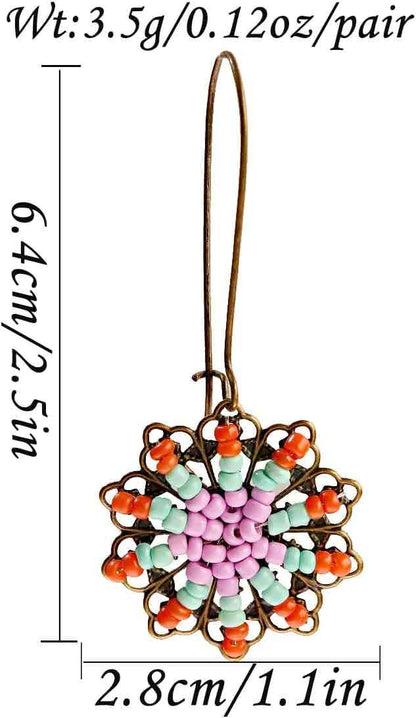 Front view of an earrings - Beaded Flower Drop Earrings - Zuzus Trove