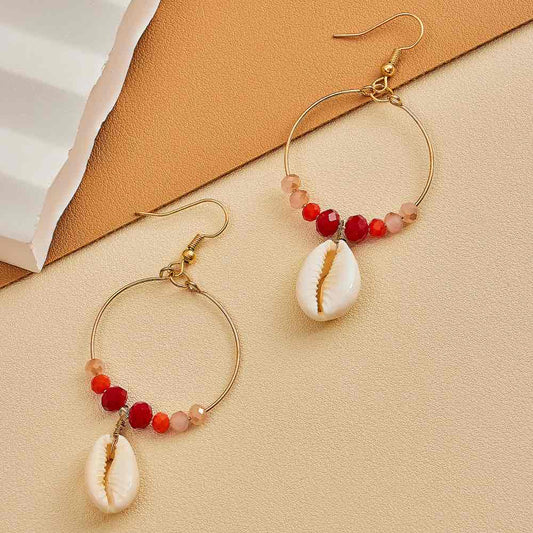 Image of an earring - Beaded Hoop Shell Earrings by Zuzus Trove