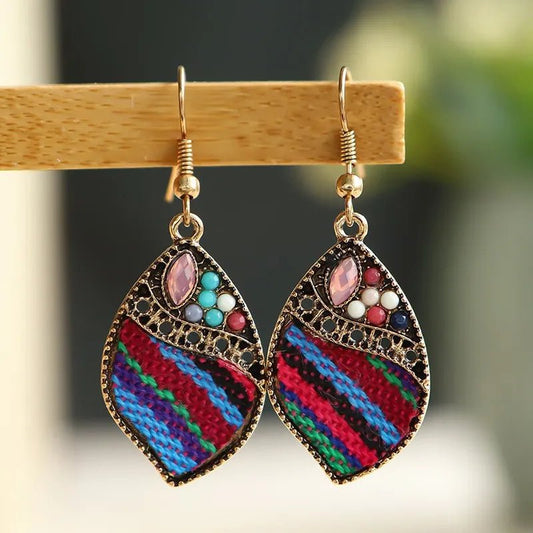 Image of an earring - Blue and Pink Threaded Stone Earrings by Zuzus Trove