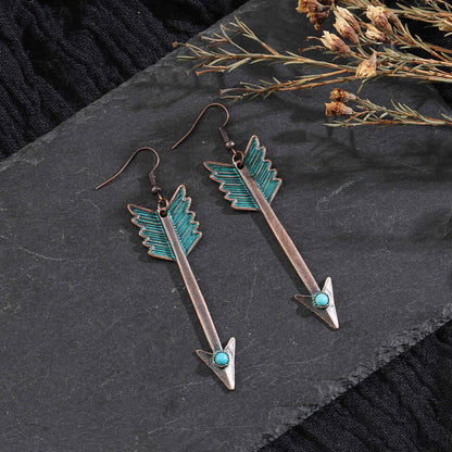 Front view of an earrings - Boho Cupids Arrow Oxidised silver - Zuzus Trove