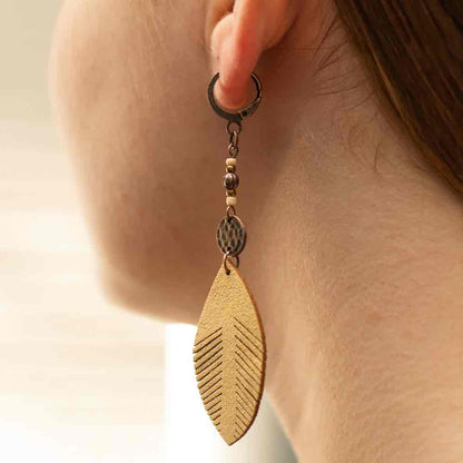 Front view of an earrings - Boho Leaf Earrings - Zuzus Trove