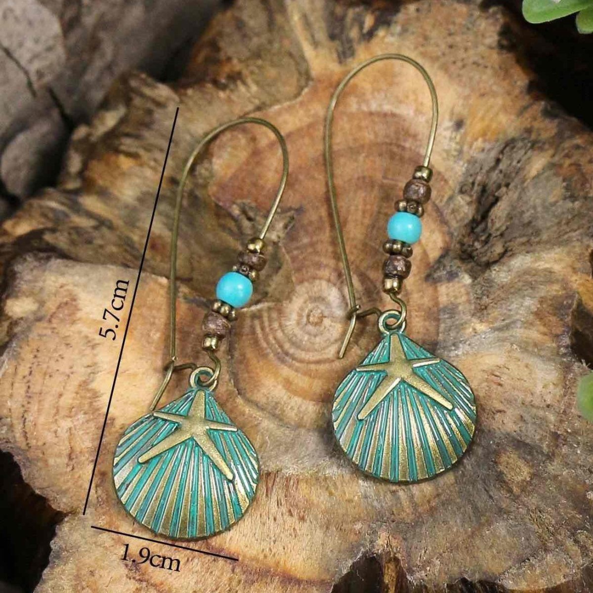 Front view of an earrings - Boho Shell Earrings - Style 15 - Zuzus Trove